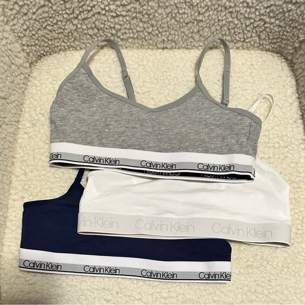 Calvin Klein ~ Girls Bralette Set - Gray, White, and Navy